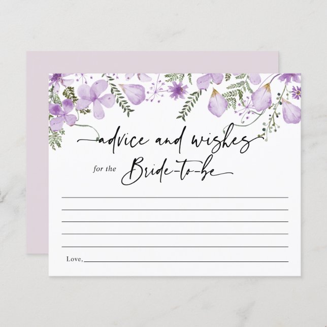 Boho Lavender Advice and Wishes for Bride Card (Front/Back)