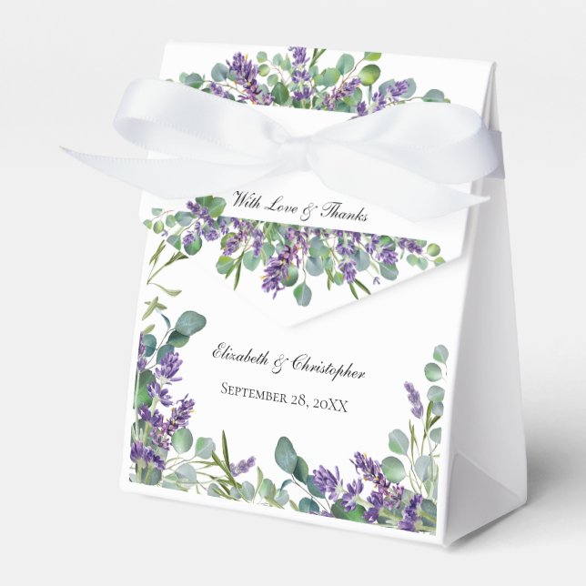 Boho Lavender Eucalyptus Elegant Formal Wedding Favor Box (Front Side)