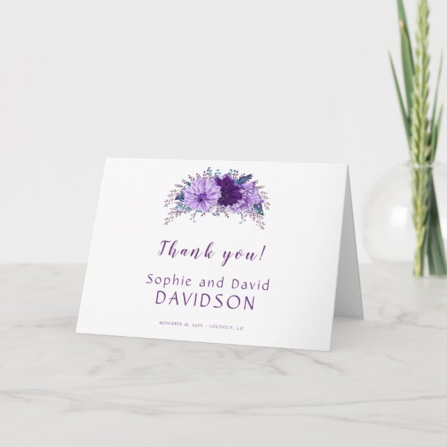 Boho Lavender Floral Plum Purple Thank you (Front)