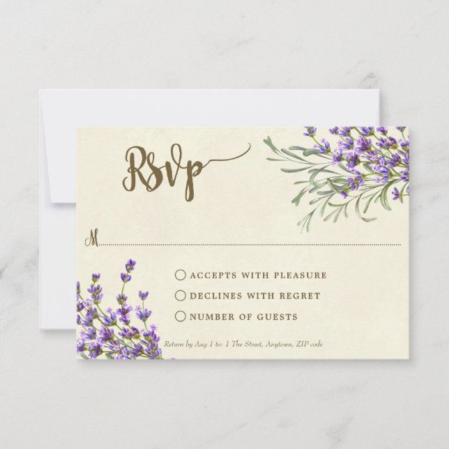 boho lavender mariage douche nuptiale carte rsvp (Devant)