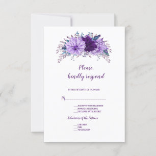 Boho Lavender Plum Floral Purple Mariage RSVP