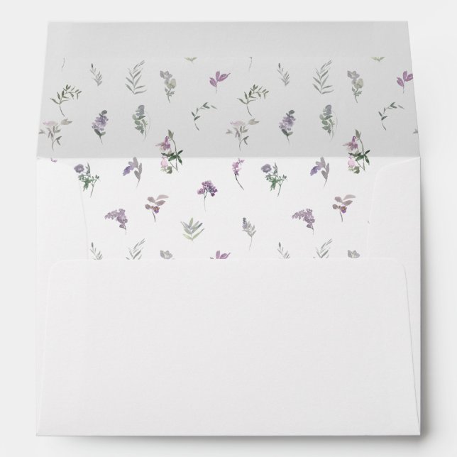 Boho lavender purple floral wedding card Envelope  (Back (Bottom))