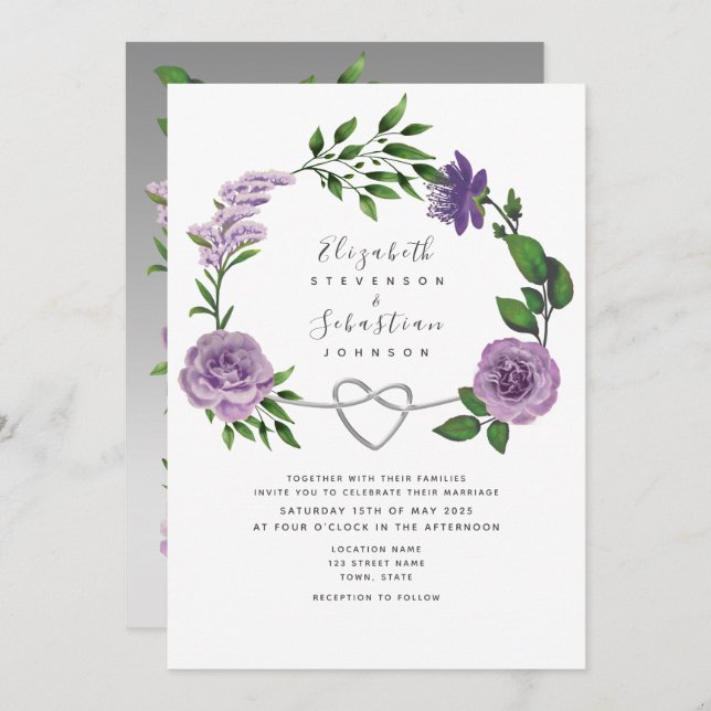 Boho Lavender Purple Wedding Invitation (Front/Back)