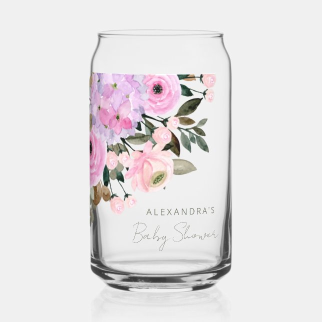 Boho Lavender rose Baby shower d'aquarelle florale (Recto)