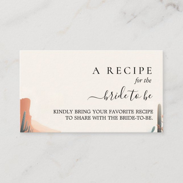 Boho Leaf Desert Cacti Succulent Bridal Shower Enclosure Card (Front)