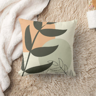 Boho Leaf Design Throw Pillow