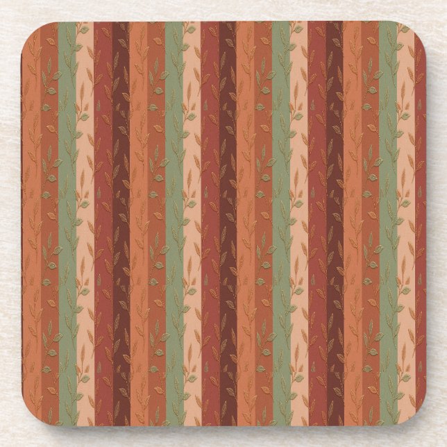 Boho Leaf Pattern Rustic Home Decor  Coaster (Front)