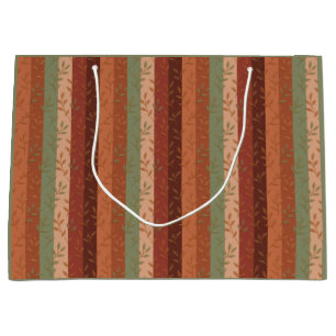 Boho Leaf Pattern Rustic Home Decor  Large Gift Bag