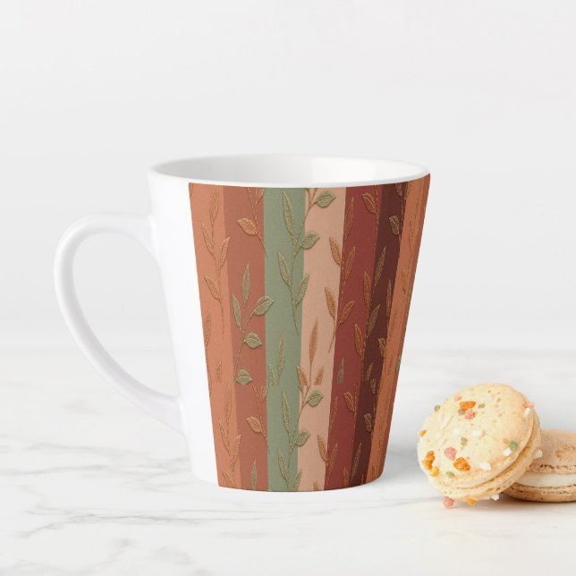 Boho Leaf Pattern Rustic Home Decor  Latte Mug (In Situ)