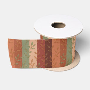 Boho Leaf Pattern Rustic Home Decor Satin Ribbon