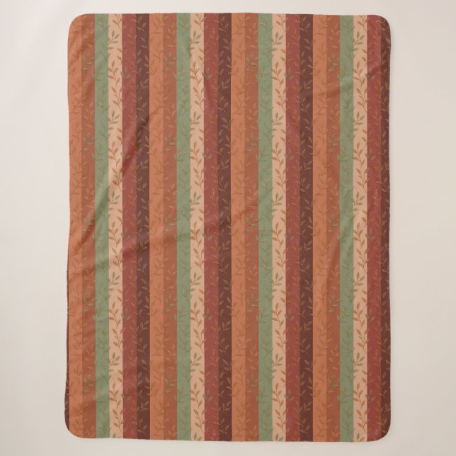Boho Leaf Pattern Rustic Home Decor  Sherpa Blanket (Front)