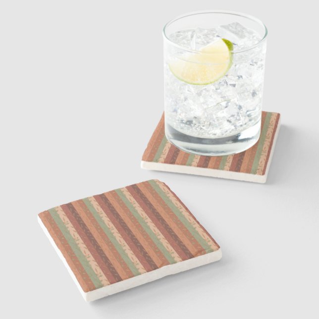 Boho Leaf Pattern Rustic Home Decor  Stone Coaster (Side)