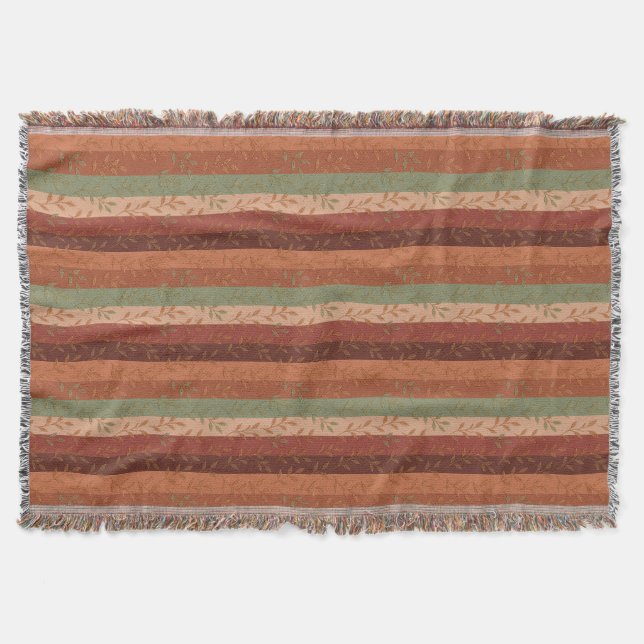 Boho Leaf Pattern Rustic Home Decor  Throw Blanket (Front)