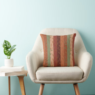 Boho Leaf Pattern Rustic Home Decor Throw Pillow