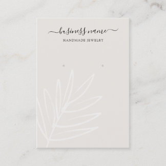 Boho Leaf Taupe Earring Jewellery Display Business Card