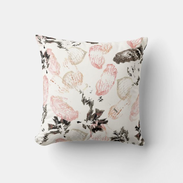 Boho Leaves and Feathers Accent Pillow (Front)