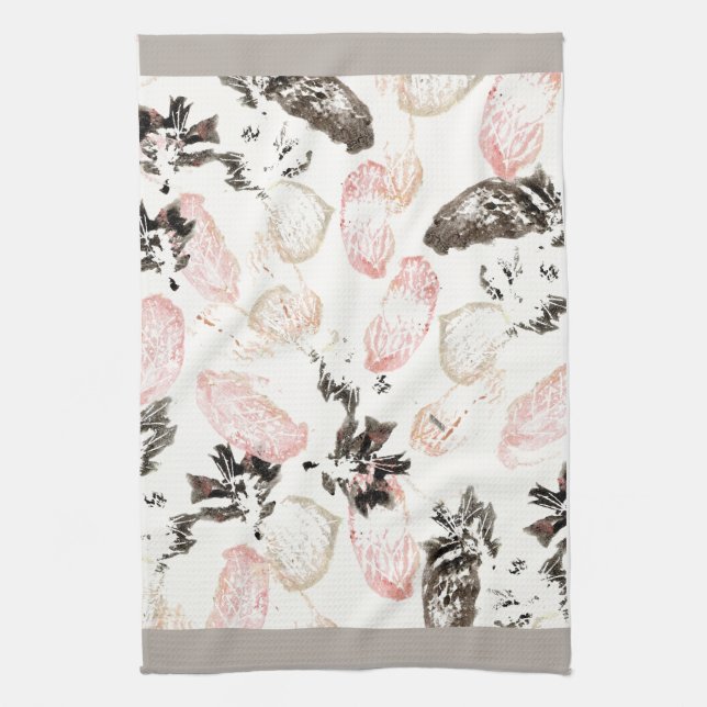 Boho Leaves and Feathers Full Print Kitchen Towel (Vertical)