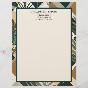 Boho Leaves and Geometric Shapes Letterhead