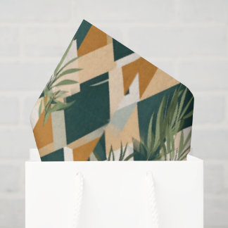 Boho Leaves and Geometric Shapes Tissue Paper