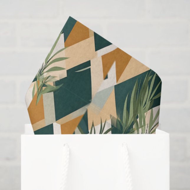 Boho Leaves and Geometric Shapes Tissue Paper (Gift Bag)