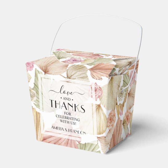 Boho Leaves and Roses  Favor Box (Front Side)