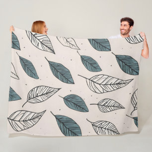Boho leaves art fleece blanket