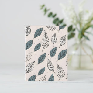 Boho leaves art postcard