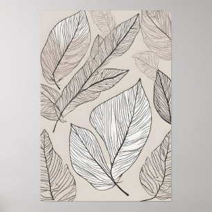 Boho leaves art poster