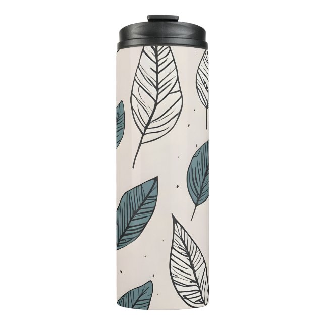 Boho leaves art thermal tumbler (Front)