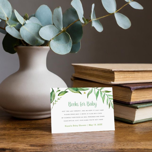 Boho Leaves Baby Shower Book Request Card (Creator Uploaded)