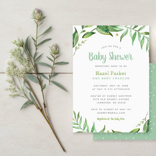 Boho Leaves Baby Shower Invitation