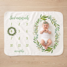 Boho Leaves Personalized Baby Milestone Photo