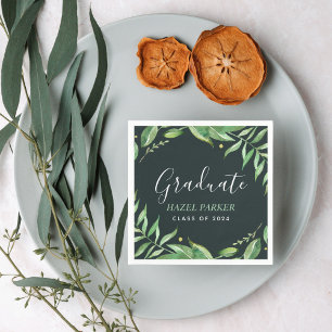 Boho Leaves Personalized Graduation Napkin