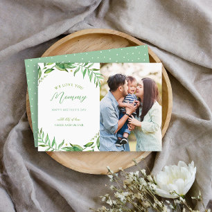 Boho Leaves Personalized Mother's Day Photo Card
