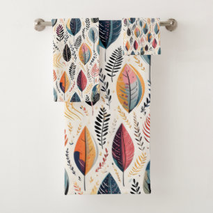 Boho Leaves Sienna Bath Towel Set