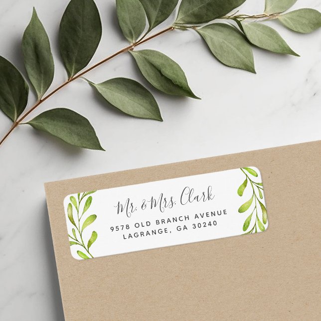 Boho Leaves Wedding Return Address Labels (Creator Uploaded)