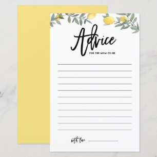 Boho Lemon Advice for the Mom to be Baby Shower