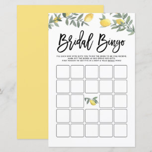 Boho Lemon Summer Bridal Shower Bingo Game Card