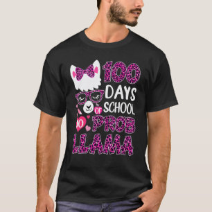 Boho Leopard 100 Days Of School No Prob Llama Te T-Shirt