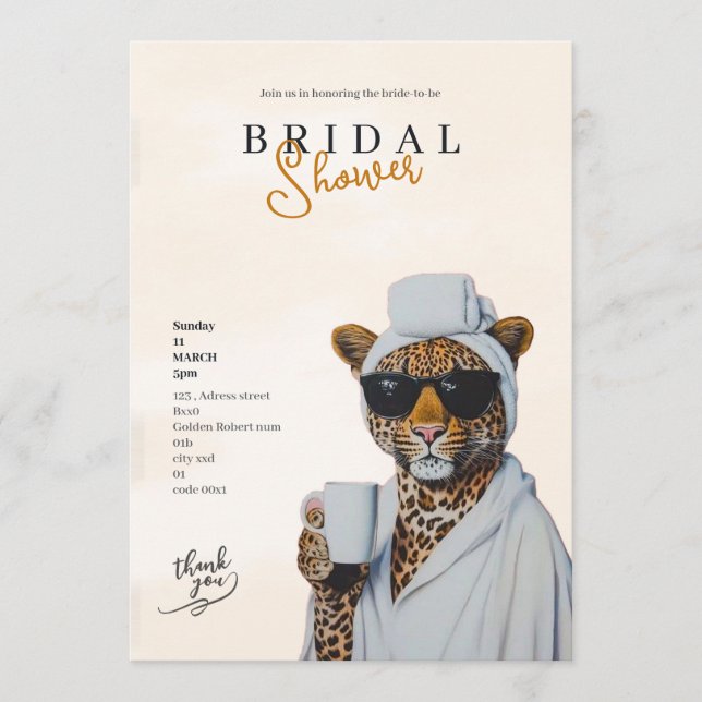 boho leopard bridal shower invitation (Front)