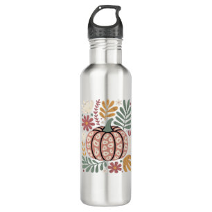 Boho Leopard Pumpkin Fall � Retro Autumn Floral Ha 710 Ml Water Bottle