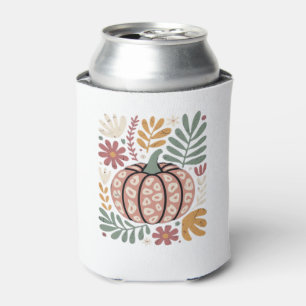 Boho Leopard Pumpkin Fall � Retro Autumn Floral Ha Can Cooler