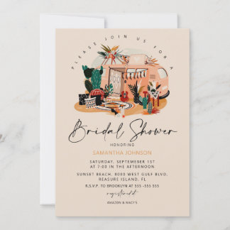Boho les années 70 Pampas & Cactus Invitation de l