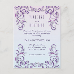 Boho Lesbian mariage Lilac invitation