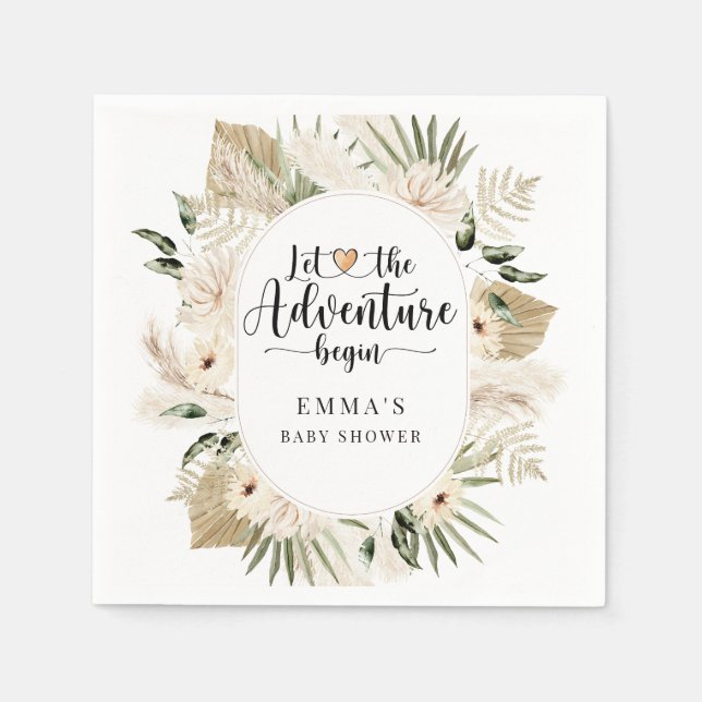 Boho Let The Adventure Begin Baby Shower  Napkin (Front)