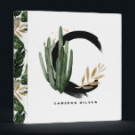 Boho Letter C Monogram Watercolor Tropical Cactus Binder<br><div class="desc">Customizable letter C monogram binder featuring watercolor cactus,  faux gold foil leaves and black watercolor brush accents. Personalize this tropical monogram binder by adding your name or other details. This boho letter C monogrammed binder will be perfect as a gift. Other letters are available.</div>
