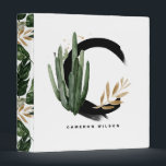 Boho Letter C Monogram Watercolor Tropical Cactus Binder<br><div class="desc">Customizable letter C monogram binder featuring watercolor cactus,  faux gold foil leaves and black watercolor brush accents. Personalize this tropical monogram binder by adding your name or other details. This boho letter C monogrammed binder will be perfect as a gift. Other letters are available.</div>