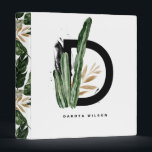 Boho Letter D Monogram | Tropical Cactus Monogram Binder<br><div class="desc">Customizable letter D monogram binder featuring watercolor cactus,  faux gold foil leaves and black watercolor brush accents. Personalize this tropical monogram binder by adding your name or other details. This boho letter D monogrammed binder will be perfect as a gift. Other letters are available.</div>