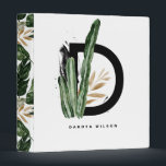 Boho Letter D Monogram | Tropical Cactus Monogram Binder<br><div class="desc">Customizable letter D monogram binder featuring watercolor cactus,  faux gold foil leaves and black watercolor brush accents. Personalize this tropical monogram binder by adding your name or other details. This boho letter D monogrammed binder will be perfect as a gift. Other letters are available.</div>