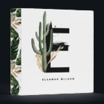 Boho Letter E Monogram | Tropical Cactus Monogram Binder<br><div class="desc">Customizable letter E monogram binder featuring watercolor cactus,  faux gold foil leaves and black watercolor brush accents. Personalize this tropical monogram binder by adding your name or other details. This boho letter E monogrammed binder will be perfect as a gift. Other letters are available.</div>